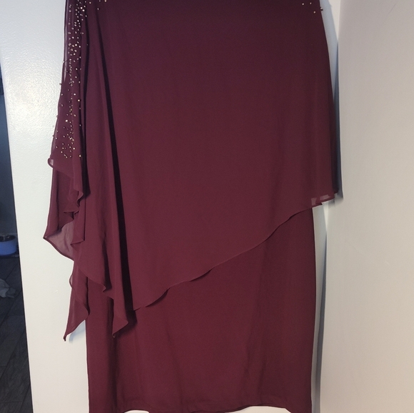 Elegant Plum Beaded Women's Dress Size 16 #738 - Picture 4 of 4